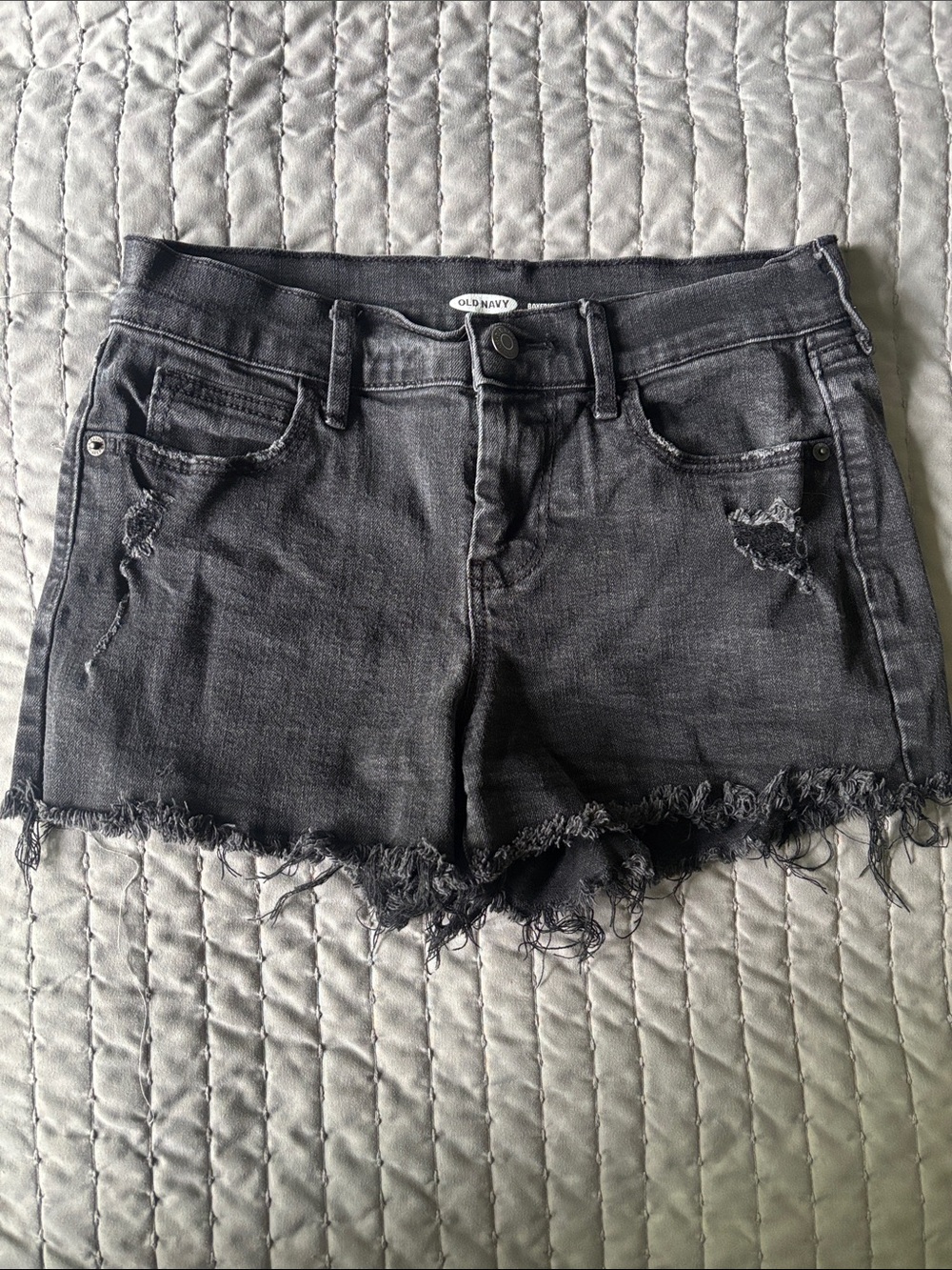 Old Navy Black Frayed Distressed Denim Shorts